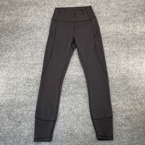Lululemon Women 4 Leggings In Movement 7/8 Black Tight Everlux Athletic Running